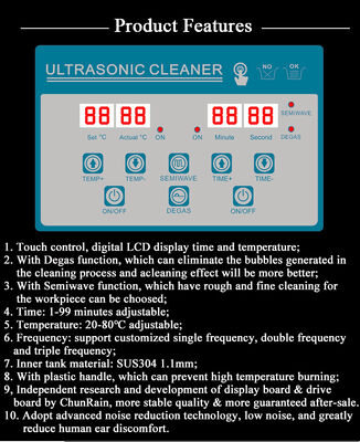 CR-010S 2L 60W limpiador de escritorio digital profesional de ultrasonido con calefacción y Degas y semieves para laboratorio dental